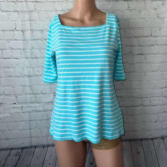 croft & barrow Tops - croft & barrow blue & white striped shirt size M